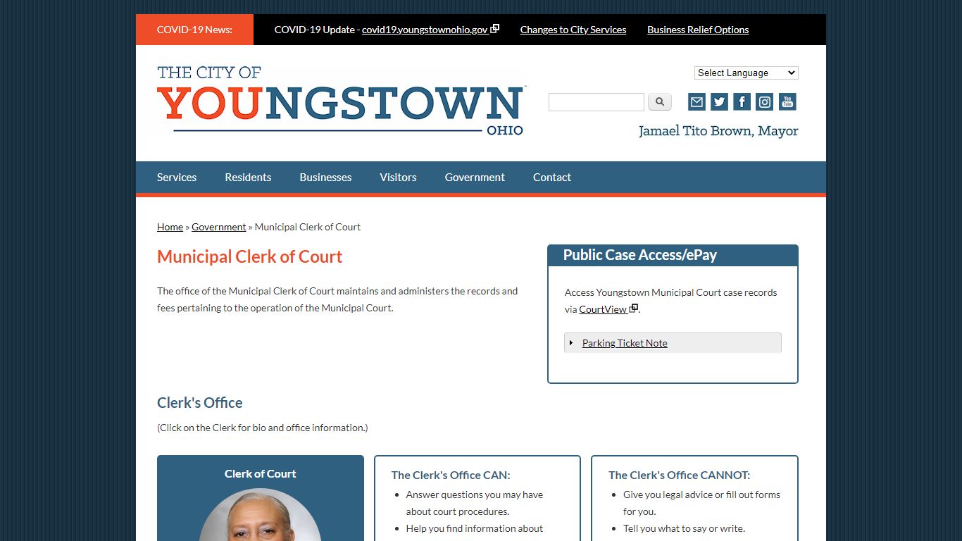 Municipal Clerk of Court - City of Youngstown, Ohio