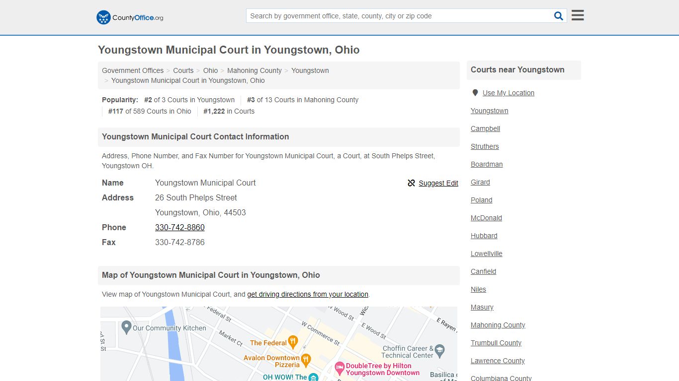 Youngstown Municipal Court - Youngstown, OH (Address ...
